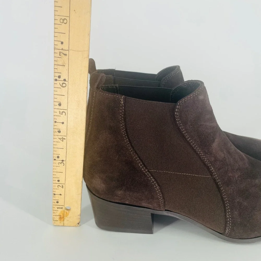 AQUATALIA Brown Suede Chelsea Booties Block Heel Italy size‎ 9.5 Weatherproof